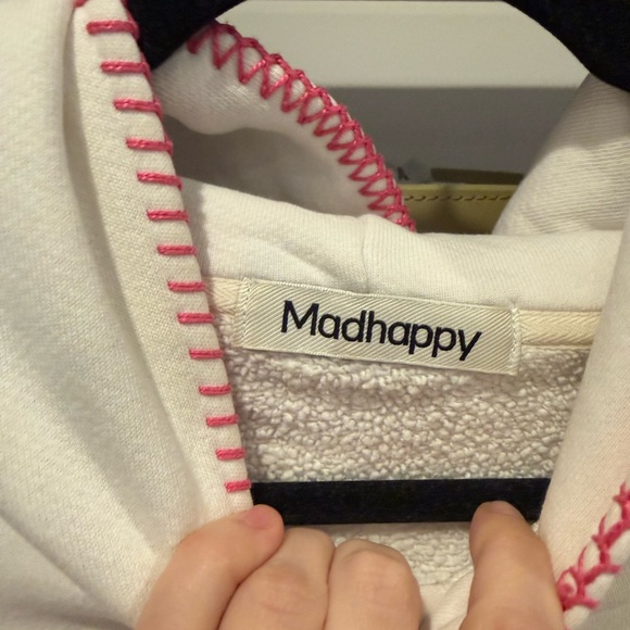 Madhappy Cooper Fleece Hoodie White/Pink - Picture 6 of 8